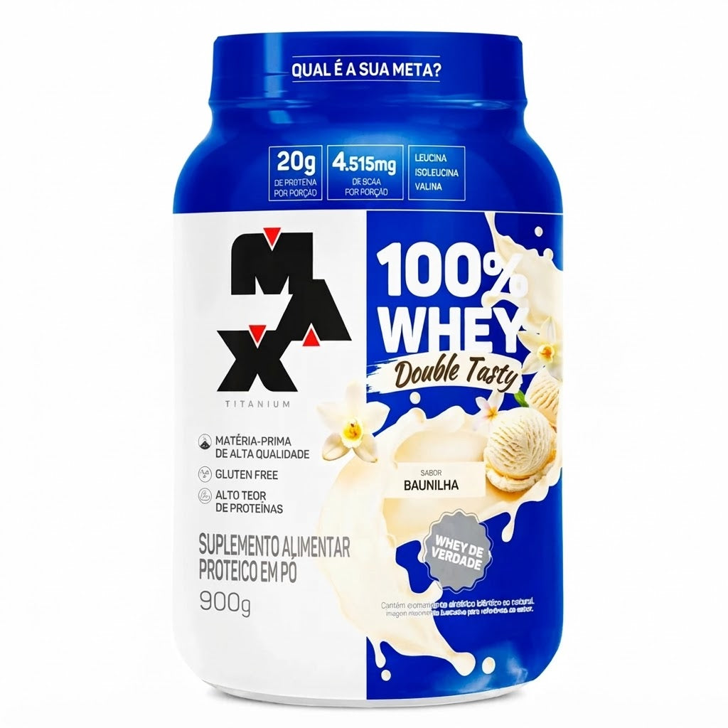 WHEY 100%  DOUBLE TASTY POTE BAUNILHA 900G