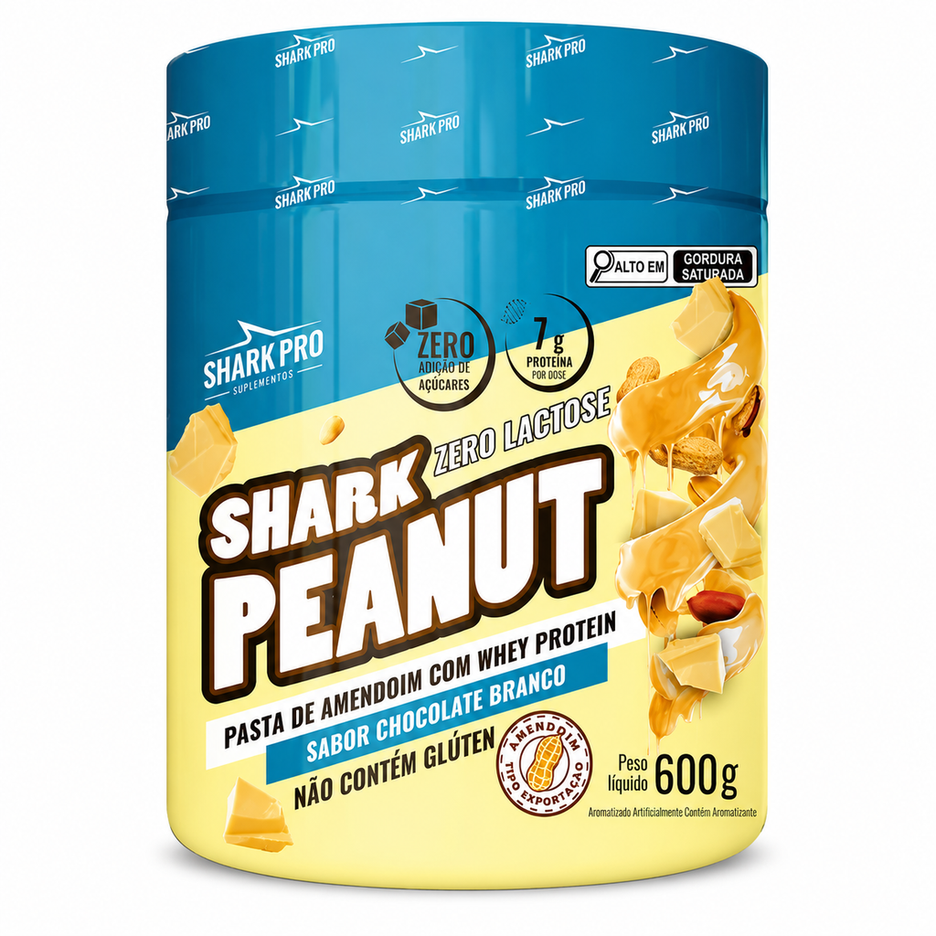 PASTA DE AMENDOIM SHARK PEANUT ZERO LACTOSE  CHOCOLATE BRANCO 600g