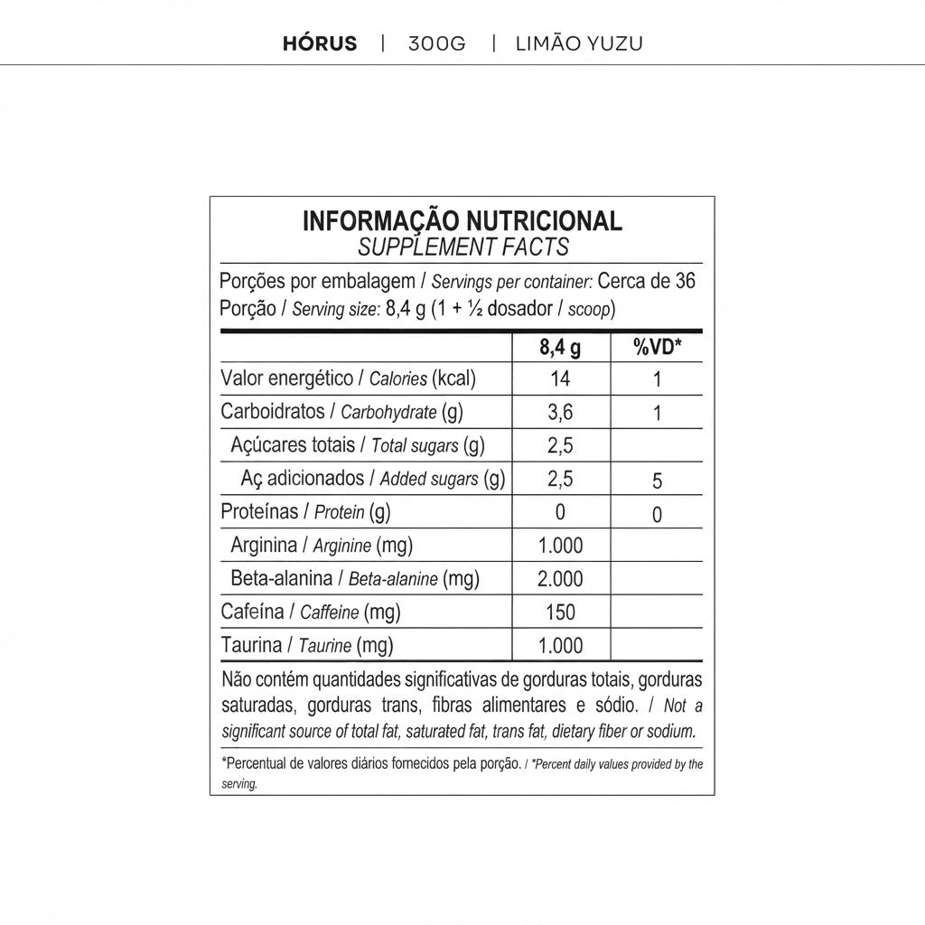 PRÉ TREINO HORUS POTE  LIMÃO YUZU 300G