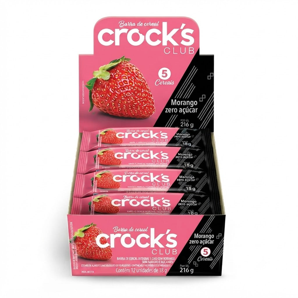 CROCKS CLUB BARRA DE CEREAL ZERO ACUCAR MORANGO 18G