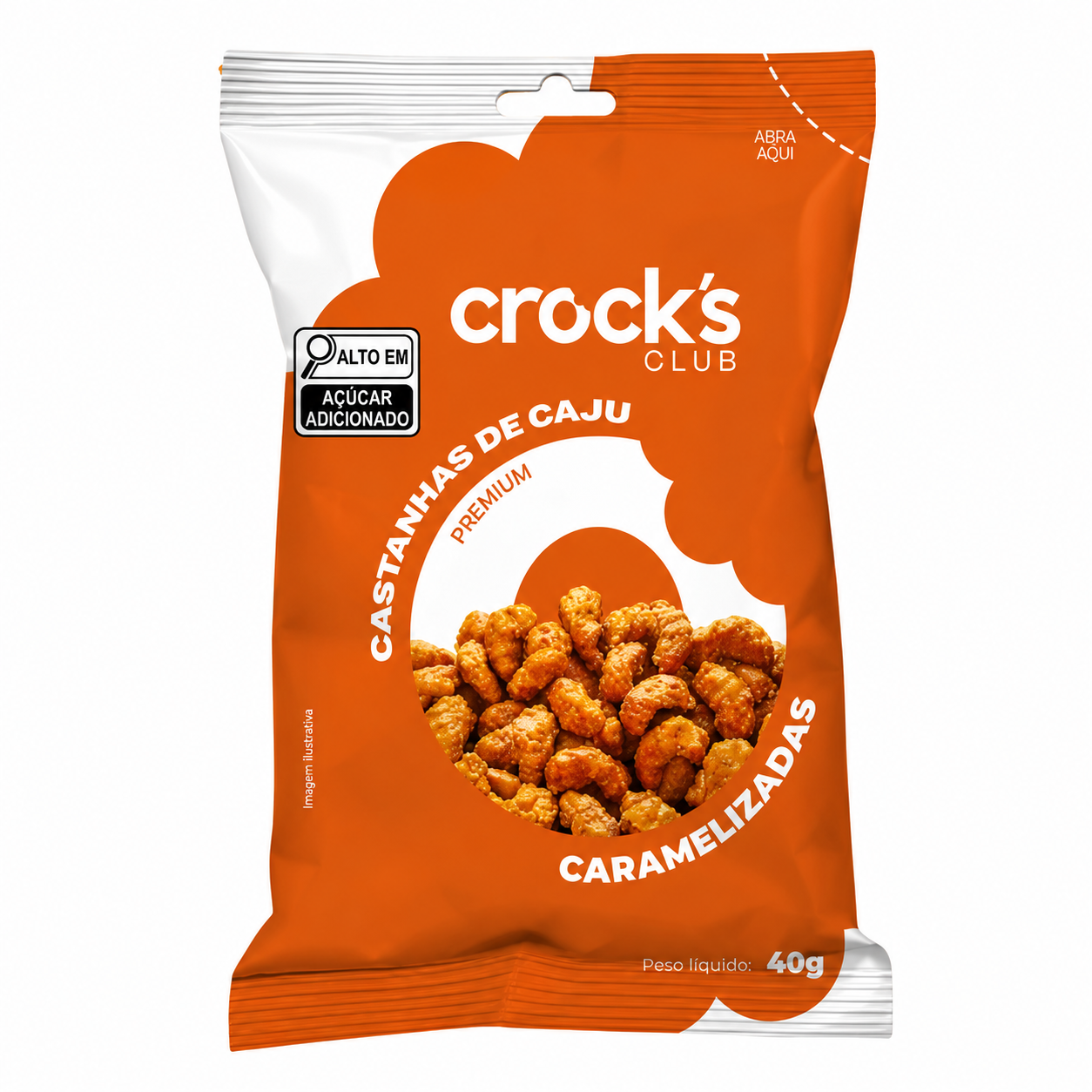 CROCKS CLUB CASTANHA CAJU CARAMELIZADA 40G