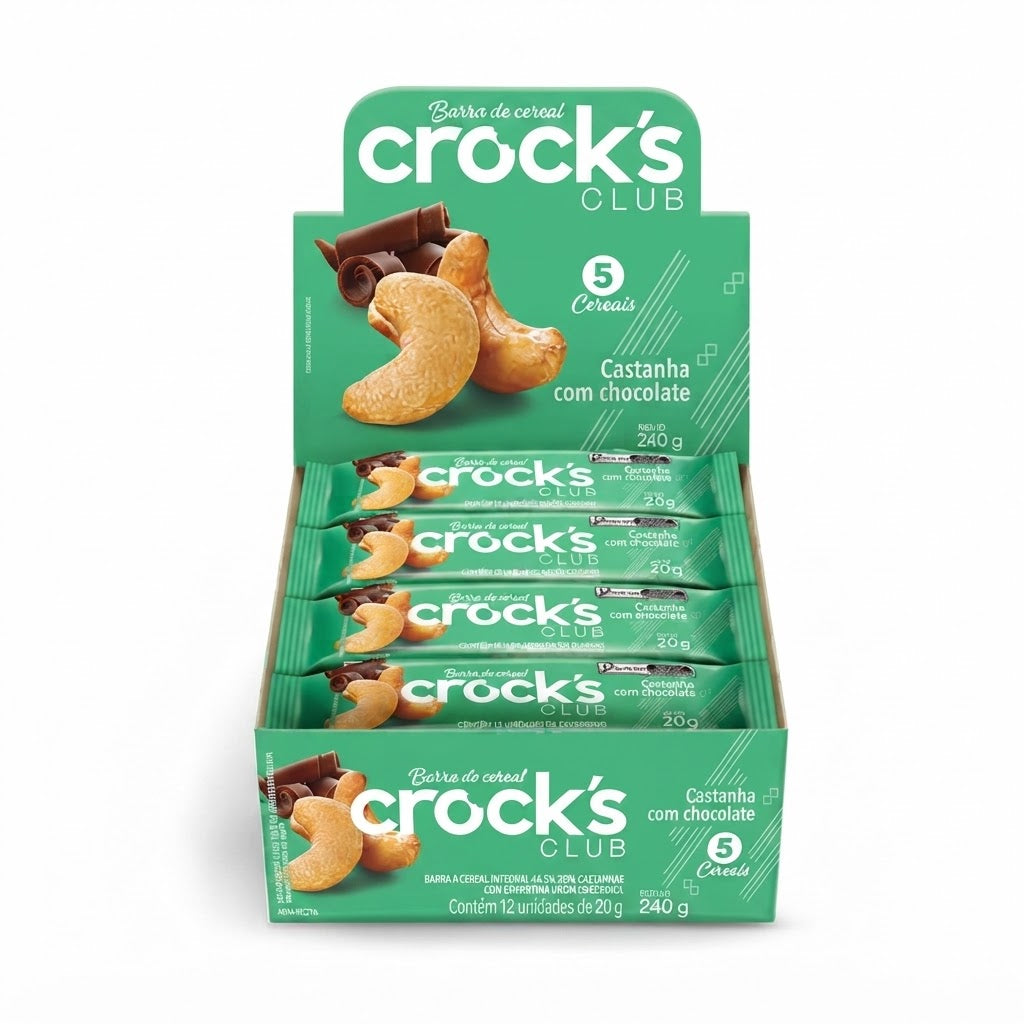 CROCKS CLUB BARRA DE CEREAL CASTANHA C/ CHOCOLATE 20G