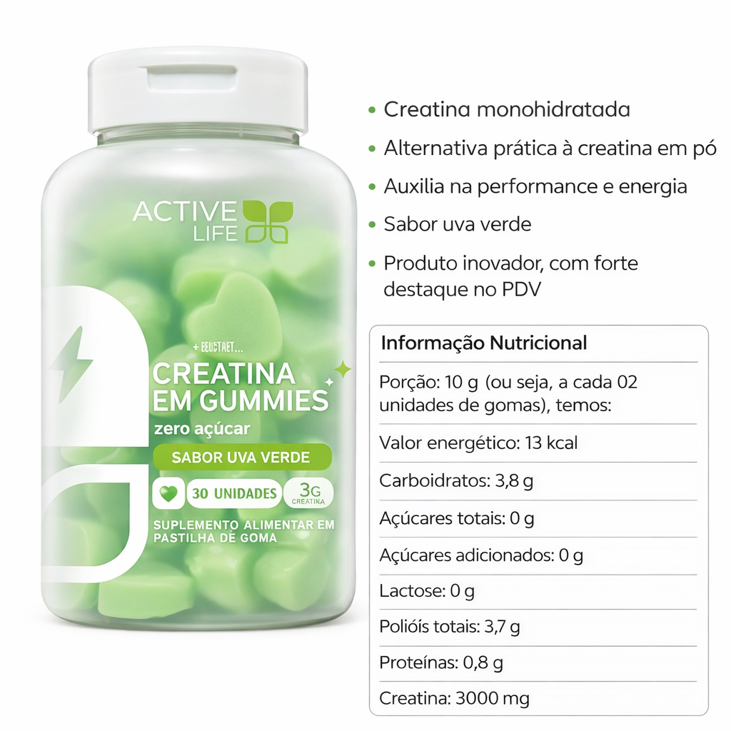 ACTIVE LIFE GUMMY CREATINA UVA VERDE POTE 30UN