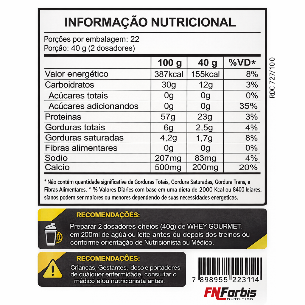 WHEY GOURMET FN FORBIS CHOCOLATE TRUFADO 900G