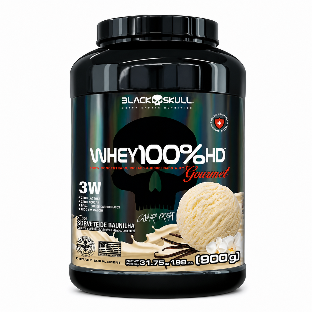 WHEY 100% HD 3 W POTE  BLACK SKULL BAUNILHA  900 GR