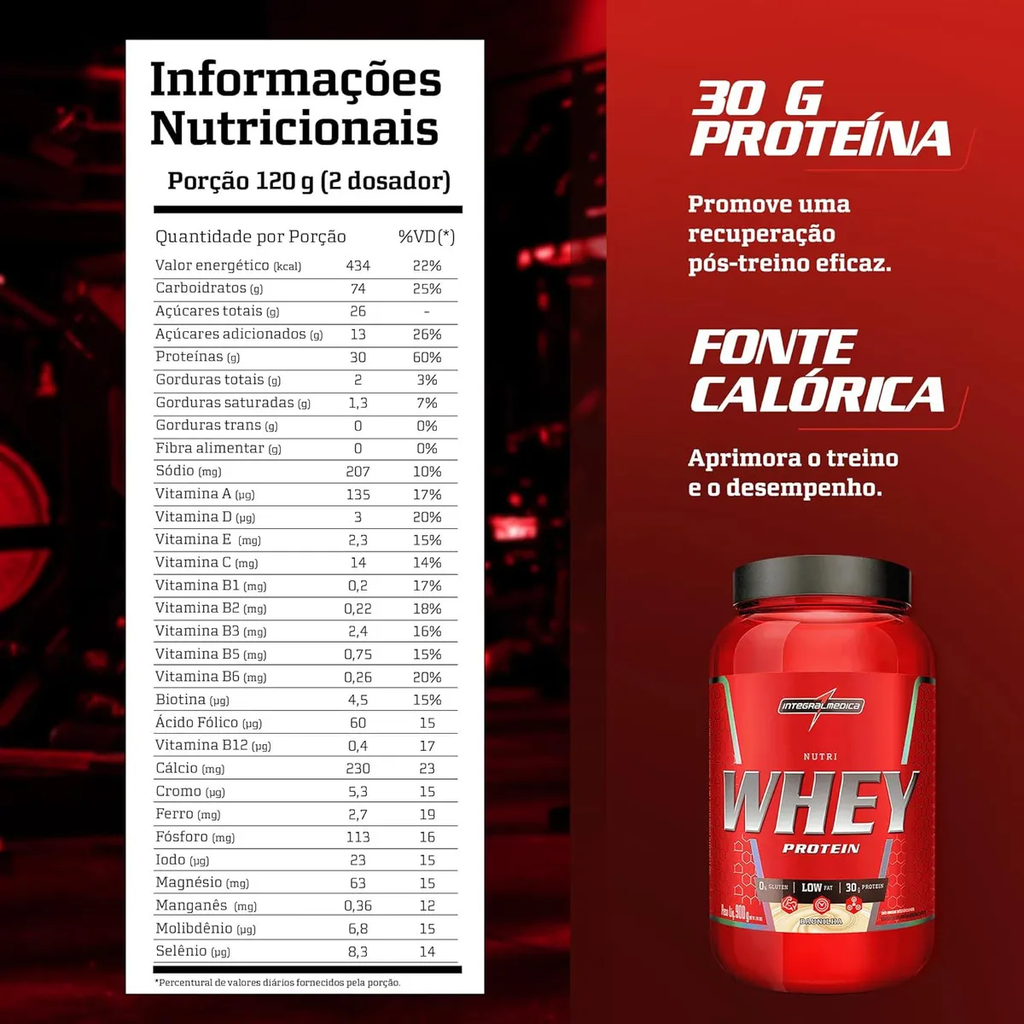 WHEY NUTRI INTEGRALMEDICA MORANGO 900GR