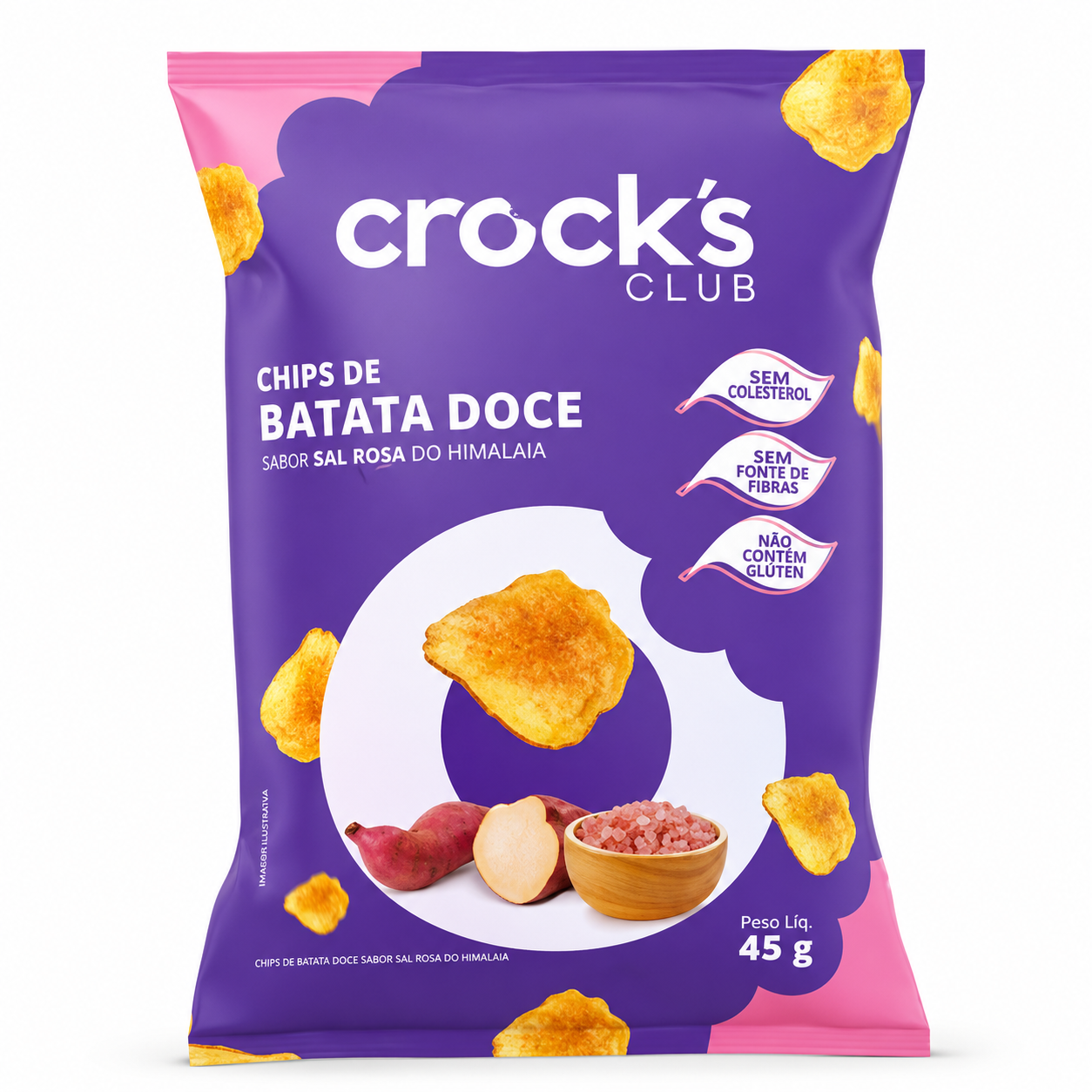 CROCKS CLUB BATATAS DOCE CHIPS SAL ROSA DO HIMALAIA 45G