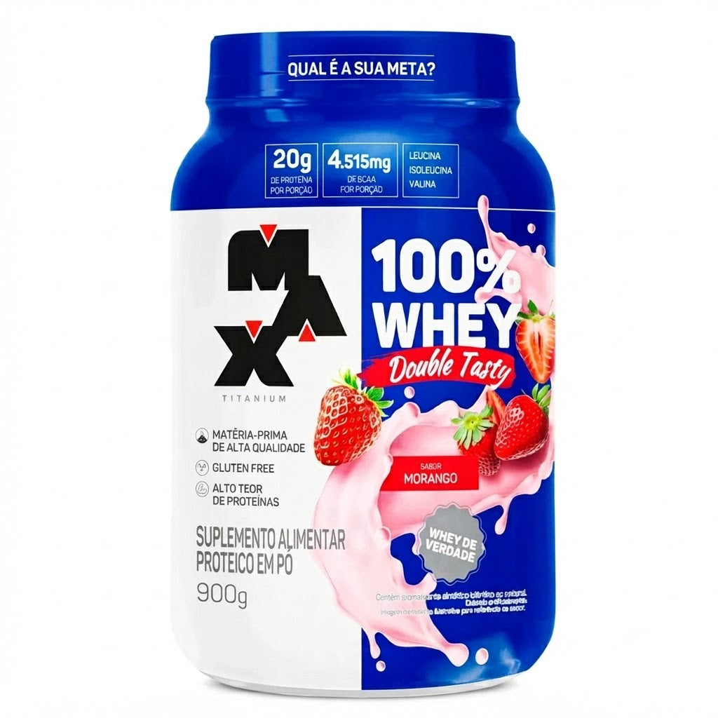 WHEY 100%  DOUBLE TASTY POTE MORANGO 900G
