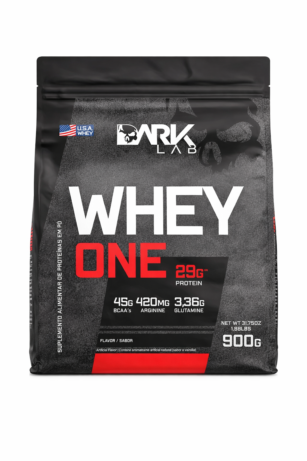 WHEY ONE PROTEIN DARK LAB PROTEINA MORANGO SACHE REFIL 900G