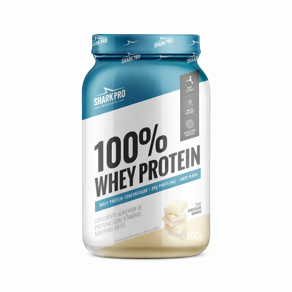 100% WHEY PROTEIN CHOC BRANCO POTE 900G