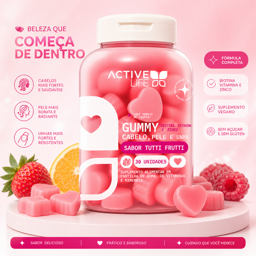 ACTIVE LIFE GUMMY CABELO PELE UNHA TUTTI FRUTTI 30 GOMAS