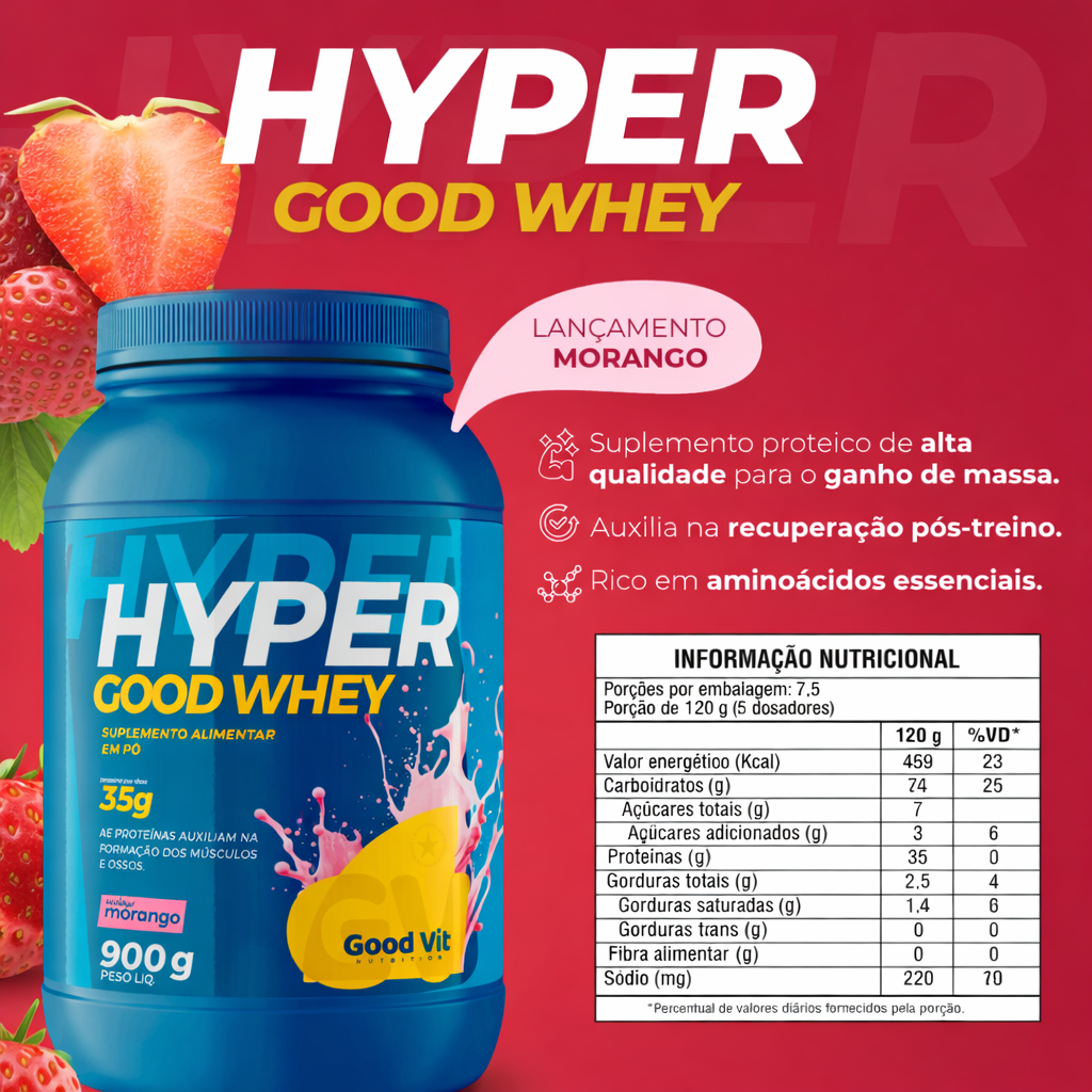 GOOD VIT HYPER WHEY MORANGO 900G