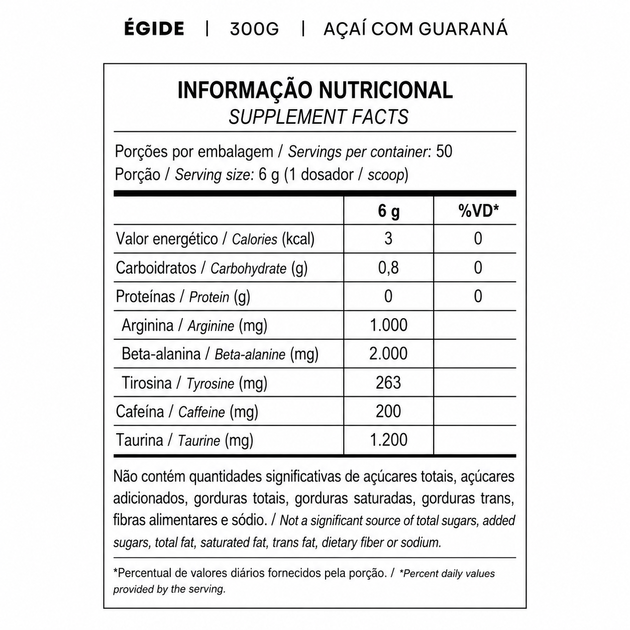 PRÉ TREINO ÉGIDE POTE AÇAI COM GUARANA 300G