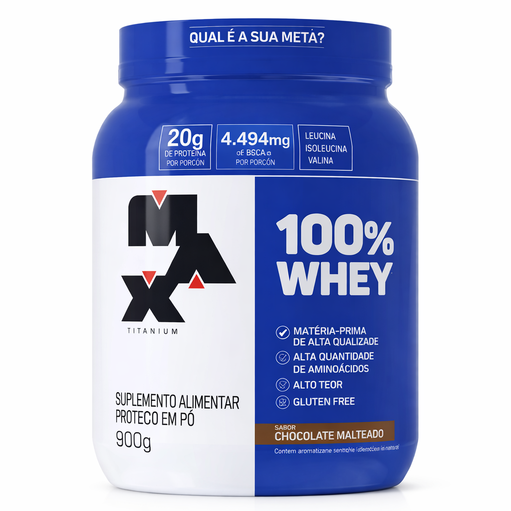MAX 100% WHEY POTE 900G CHOCOLATE MALTADO