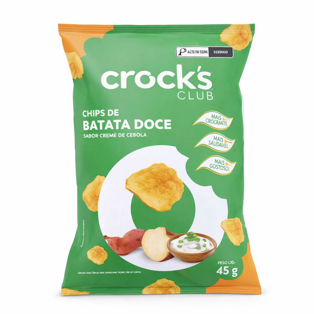 CROCKS CLUB BATATAS DOCE CHIPS CREME DE CEBOLA 45G